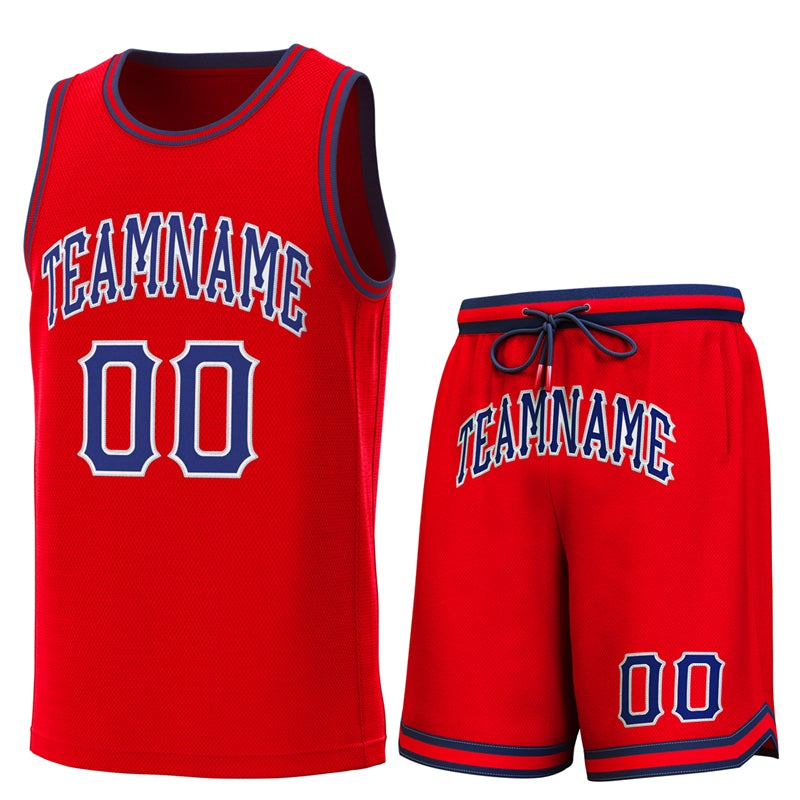 Custom Red Navy-Red Classic Sets Basketball Jersey