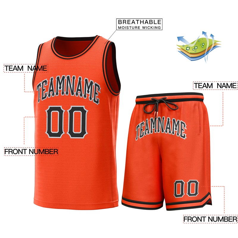 Custom Orange Black-OrangeClassic Sets Basketball Jersey