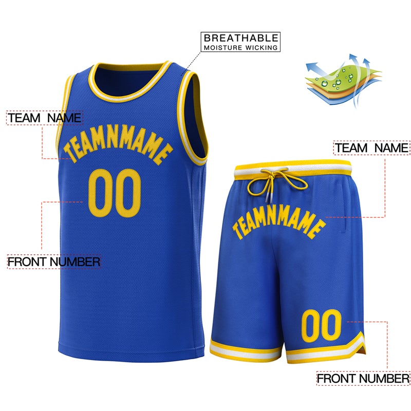 Custom Royal Yellow-Yellow Classic Sets Basketball Jersey