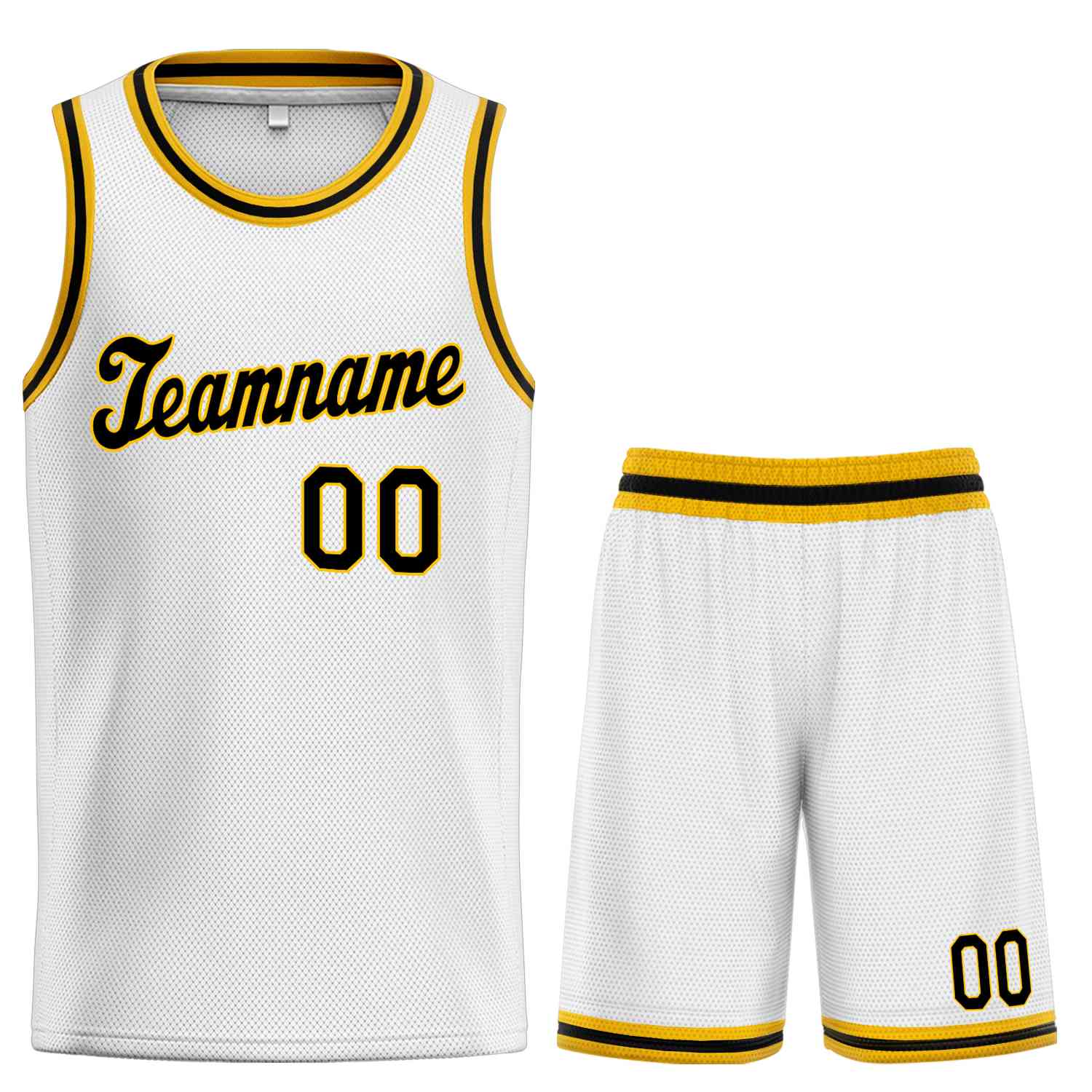 Custom White Black-Yellow Classic Sets Sports Uniform Basketball Jersey