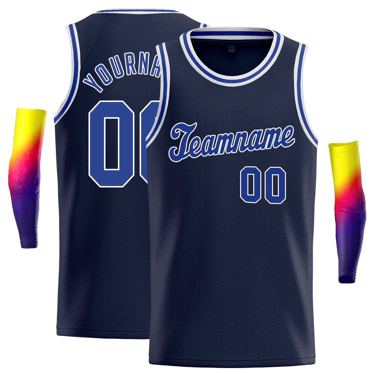 Custom Navy Royal-White Classic Tops Sport Vest Basketball Jersey