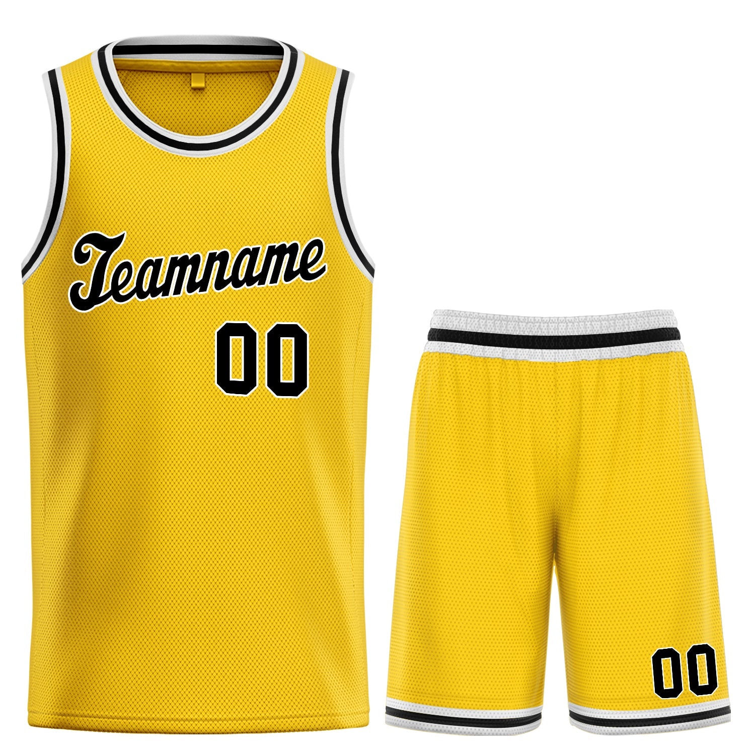 Custom Yellow Black-White Classic Sets Basketball Jersey