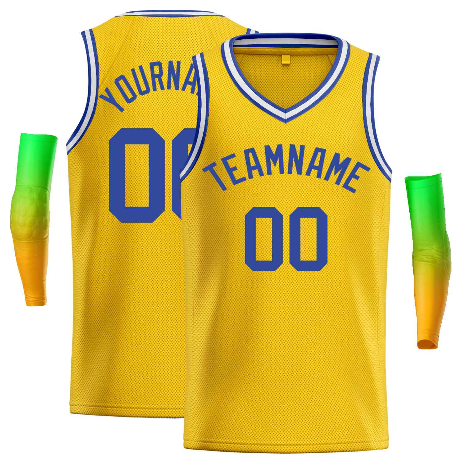 Custom Yellow Light Blue-White Classic Tops Men Casual Basketball Jersey