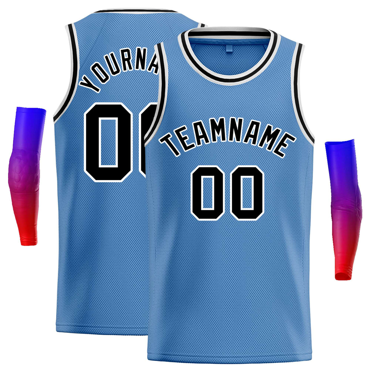 Custom Light Blue Black-White Classic Tops Casual Basketball Jersey