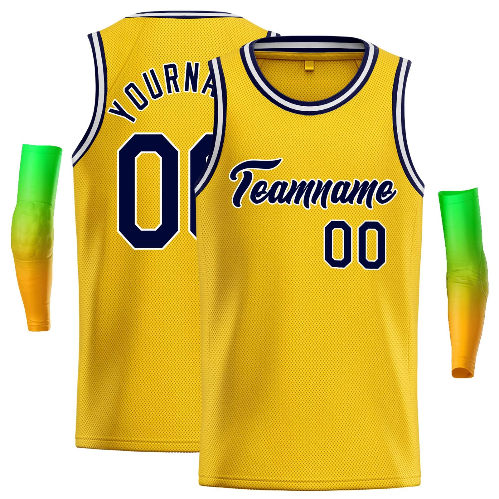 Custom Yellow Navy-White Classic Tops Casual Basketball Jersey