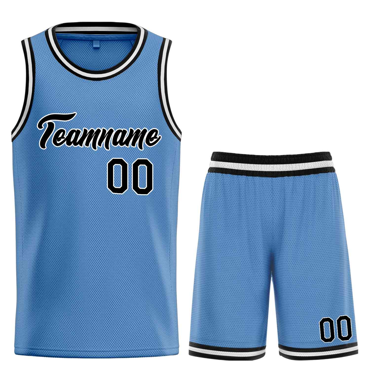 Custom Light Blue Black-White Heal Sports Uniform Classic Sets Basketball Jersey