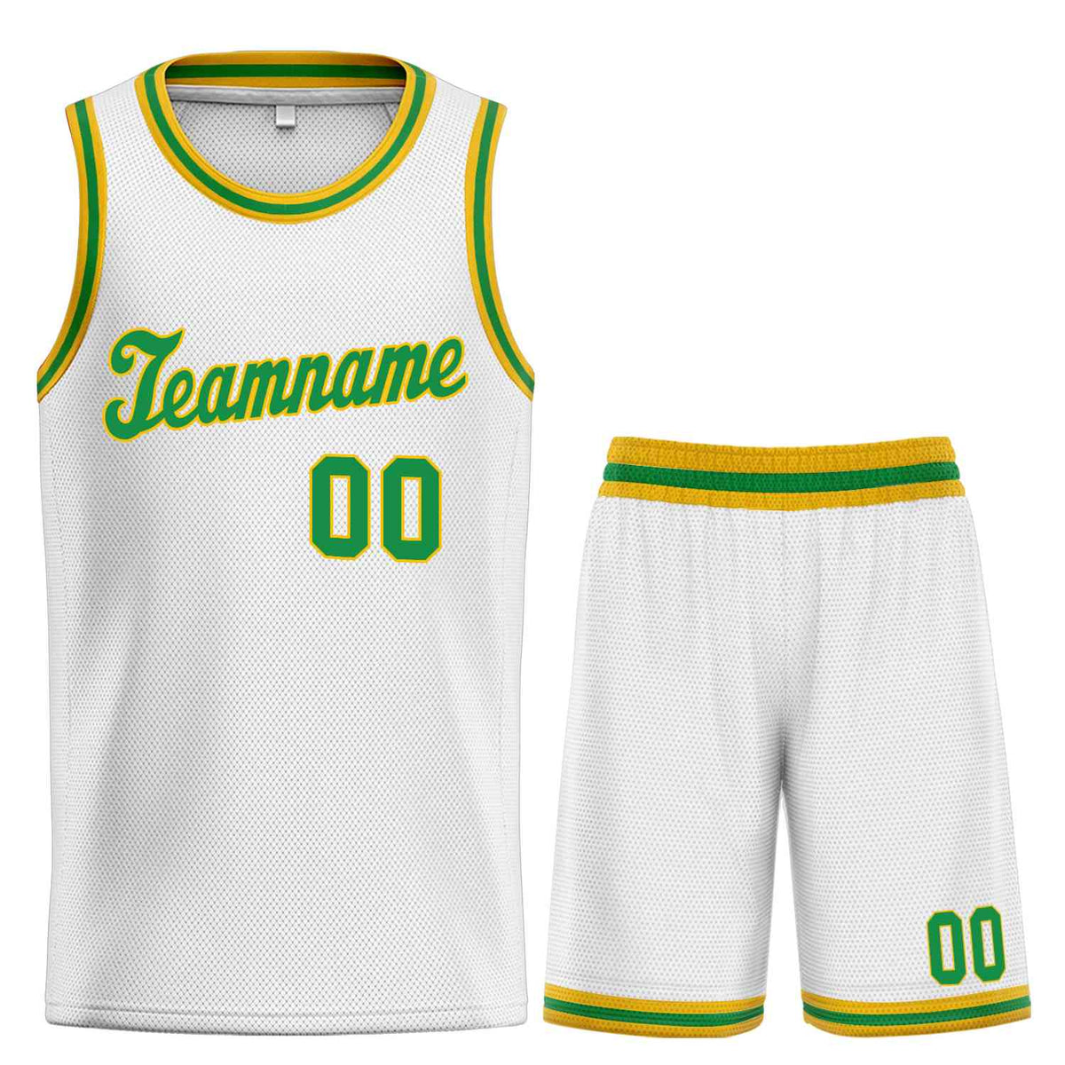 Custom White Green-Yellow Classic Sets Sports Uniform Basketball Jersey