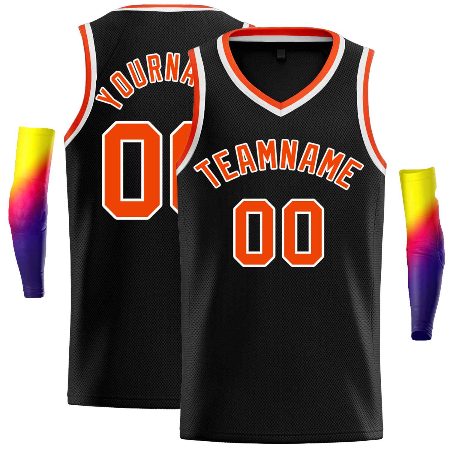 Custom Black Orange-White Classic Tops Men Casual Basketball Jersey