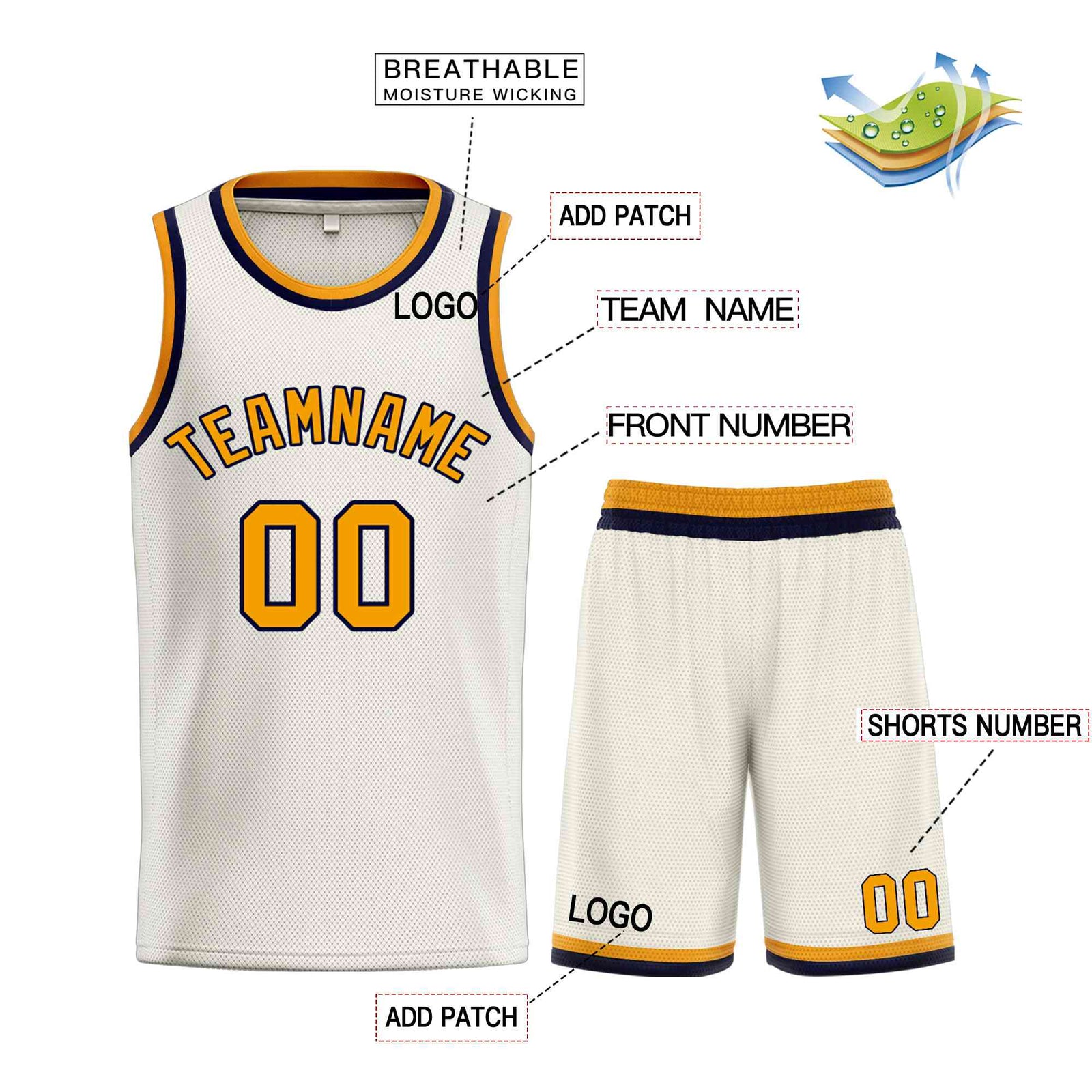 Custom Cream Yellow-Navy Classic Sets Bull Basketball Jersey