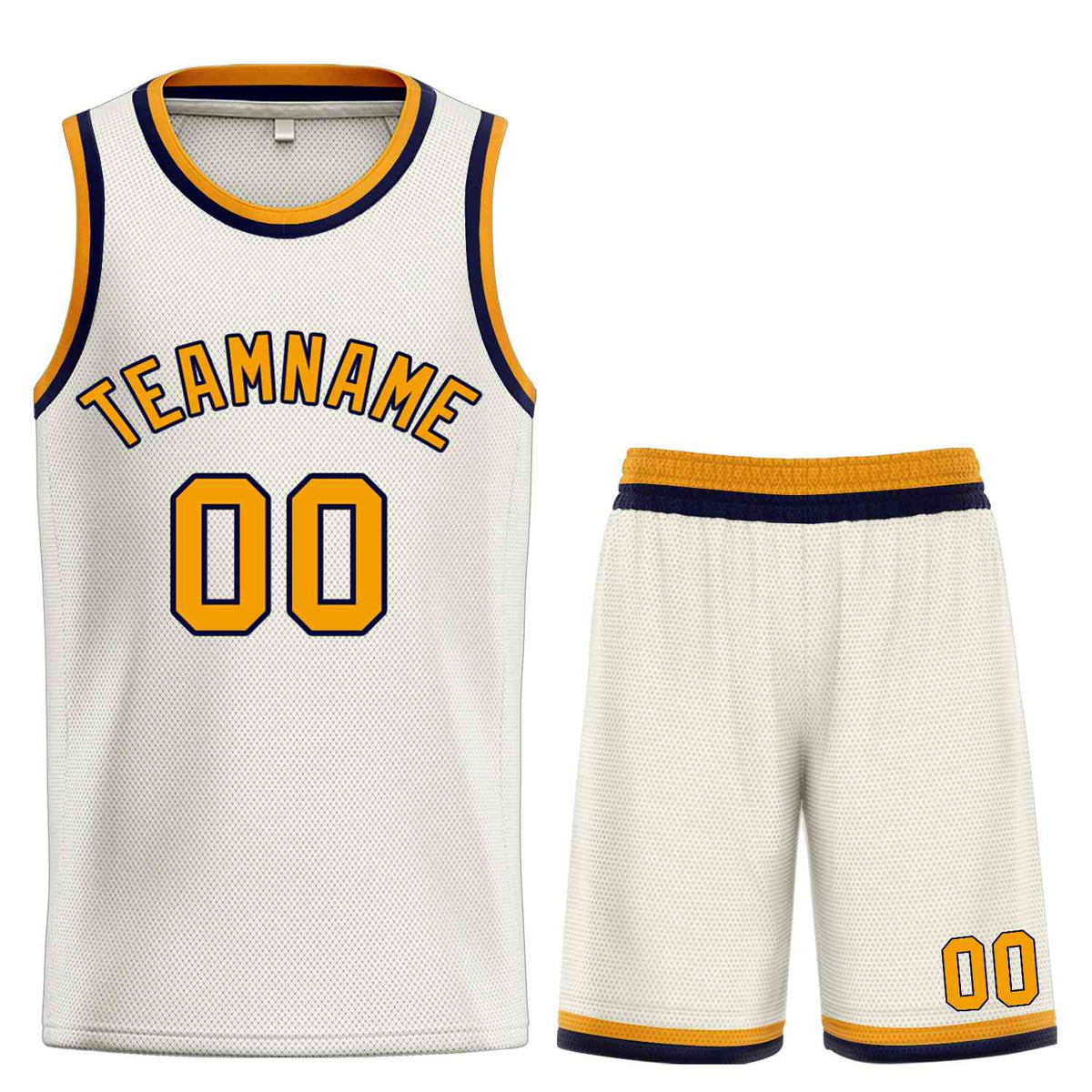 Custom Cream Yellow-Navy Classic Sets Bull Basketball Jersey