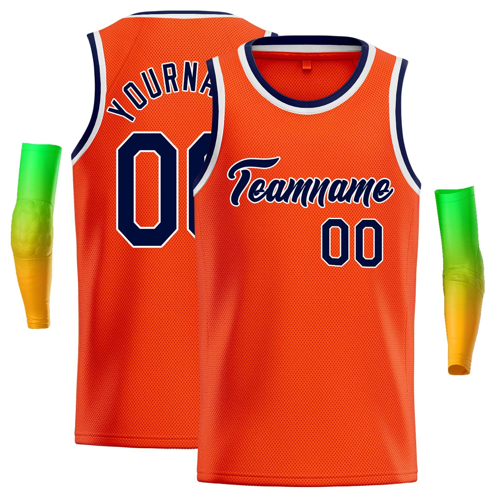 Custom Orange Navy-White Classic Tops Casual Basketball Jersey