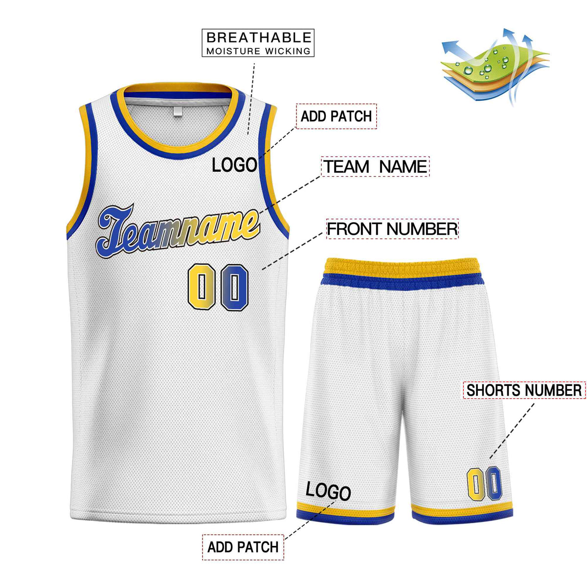 Custom White Royal-Black Classic Sets Sports Uniform Basketball Jersey