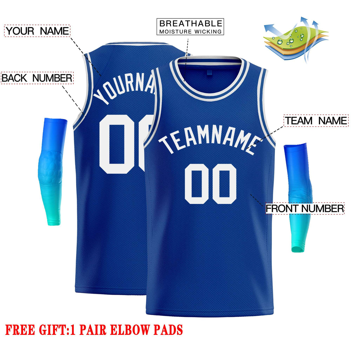 Custom Royal White Classic Tops Casual Basketball Jersey