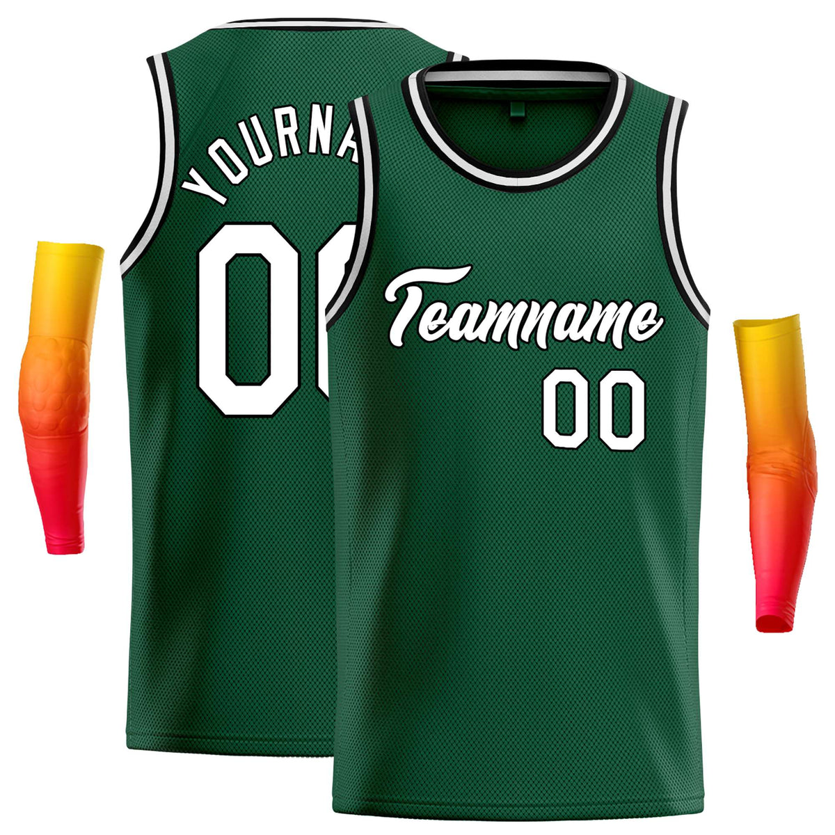 Custom Green White-Black Classic Tops Casual Basketball Jersey