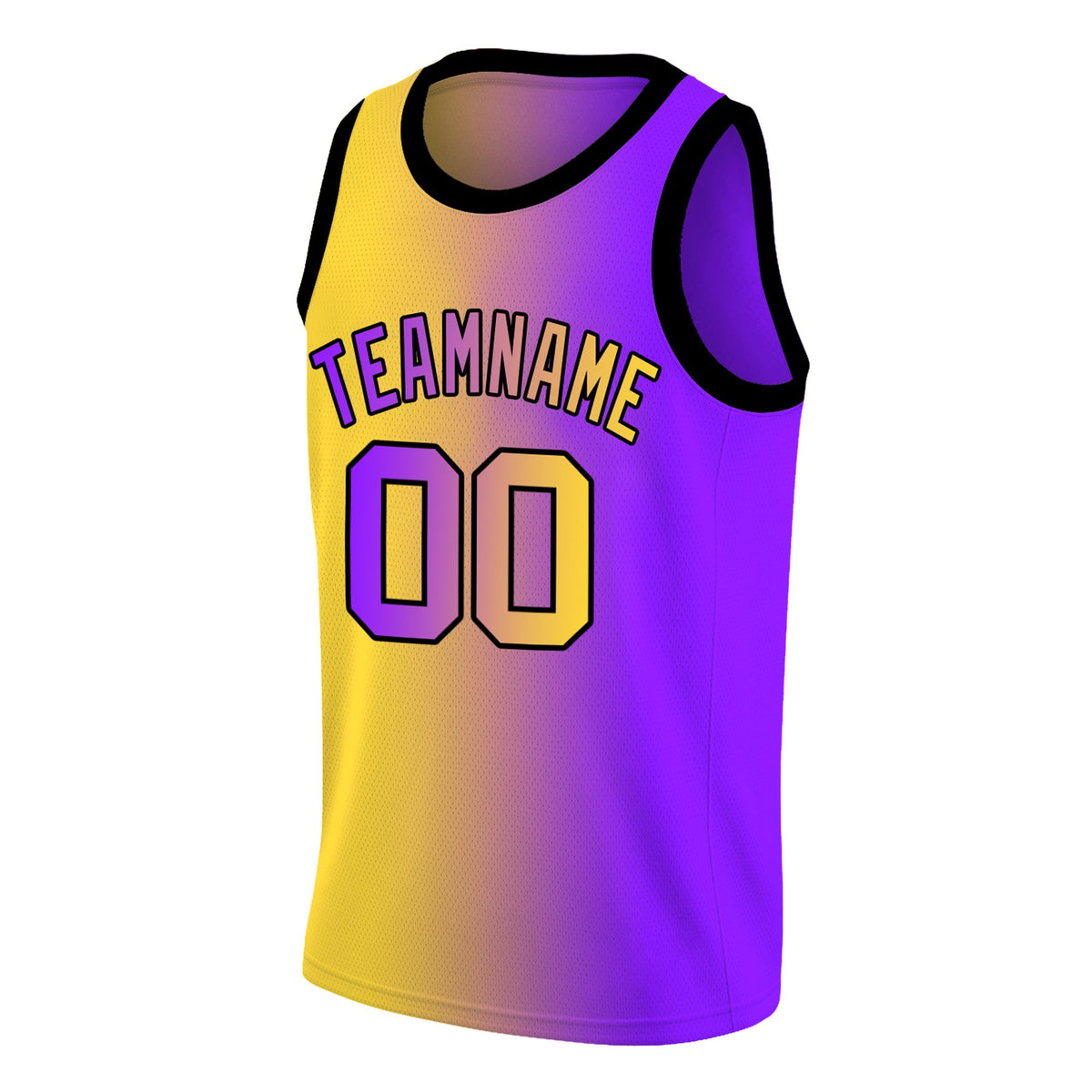 Custom Yellow Purple Gradient Fashion Tops Basketball Jersey