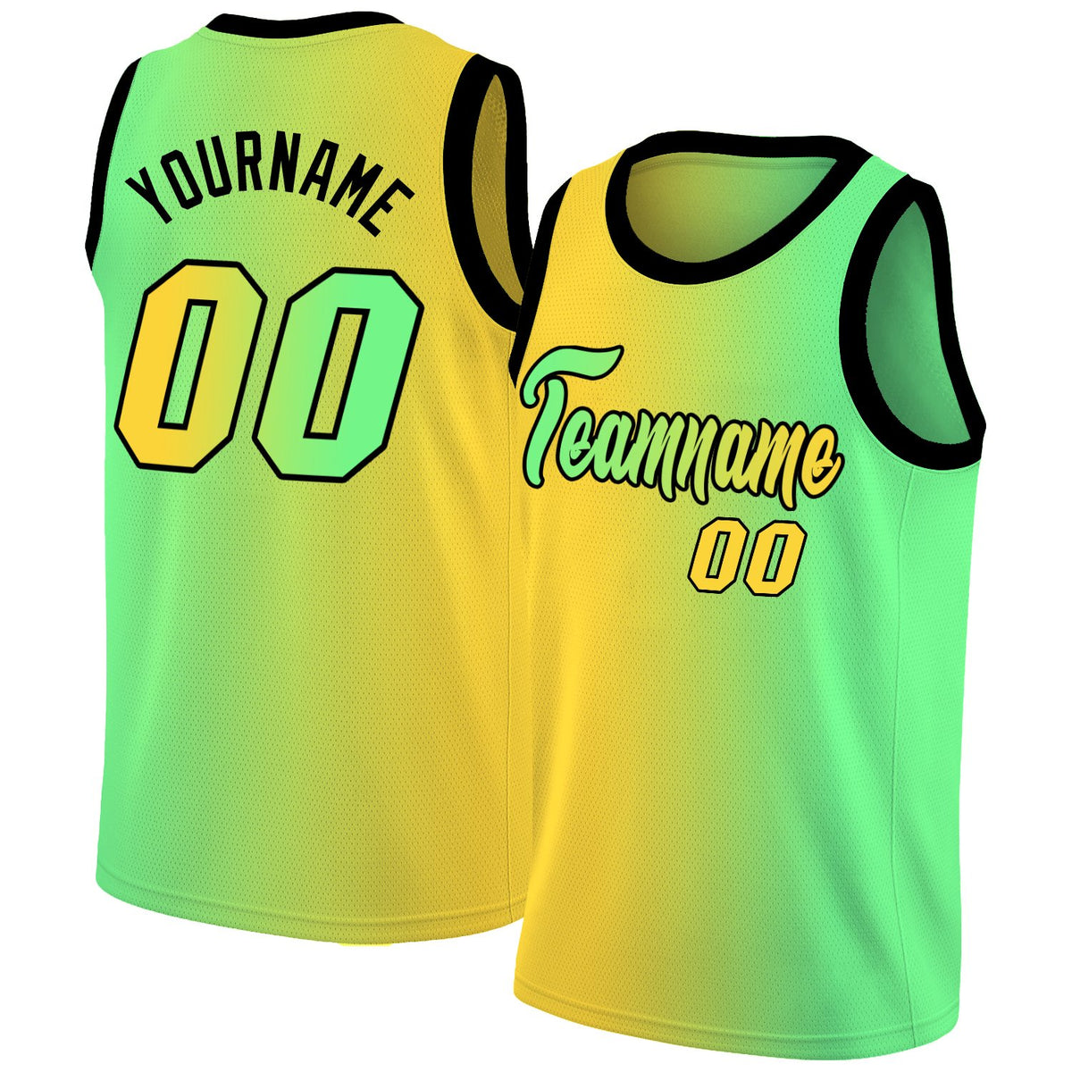 Custom Yellow Neon Green Gradient Fashion Tops Basketball Jersey
