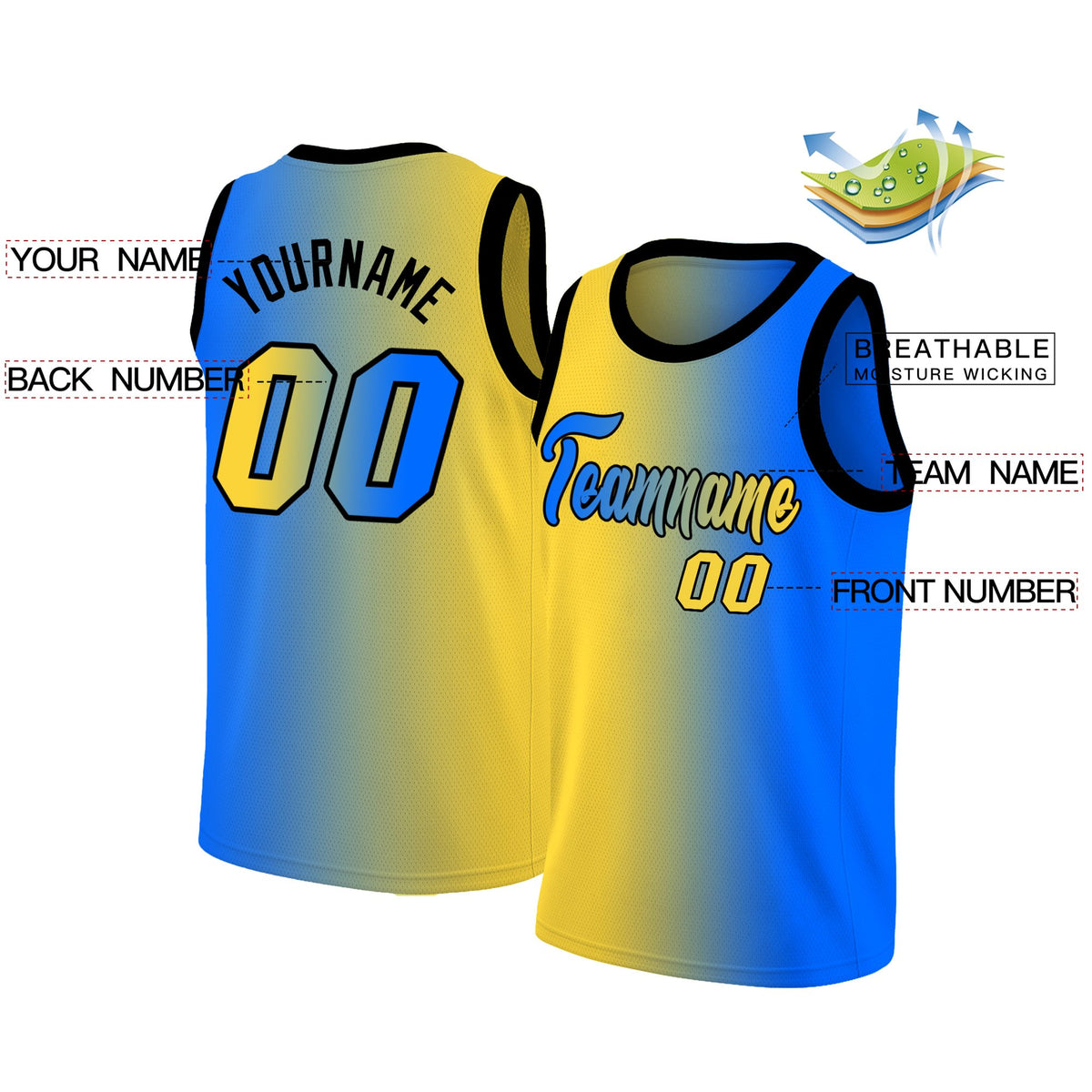 Blue And Yellow Basketball Jersey