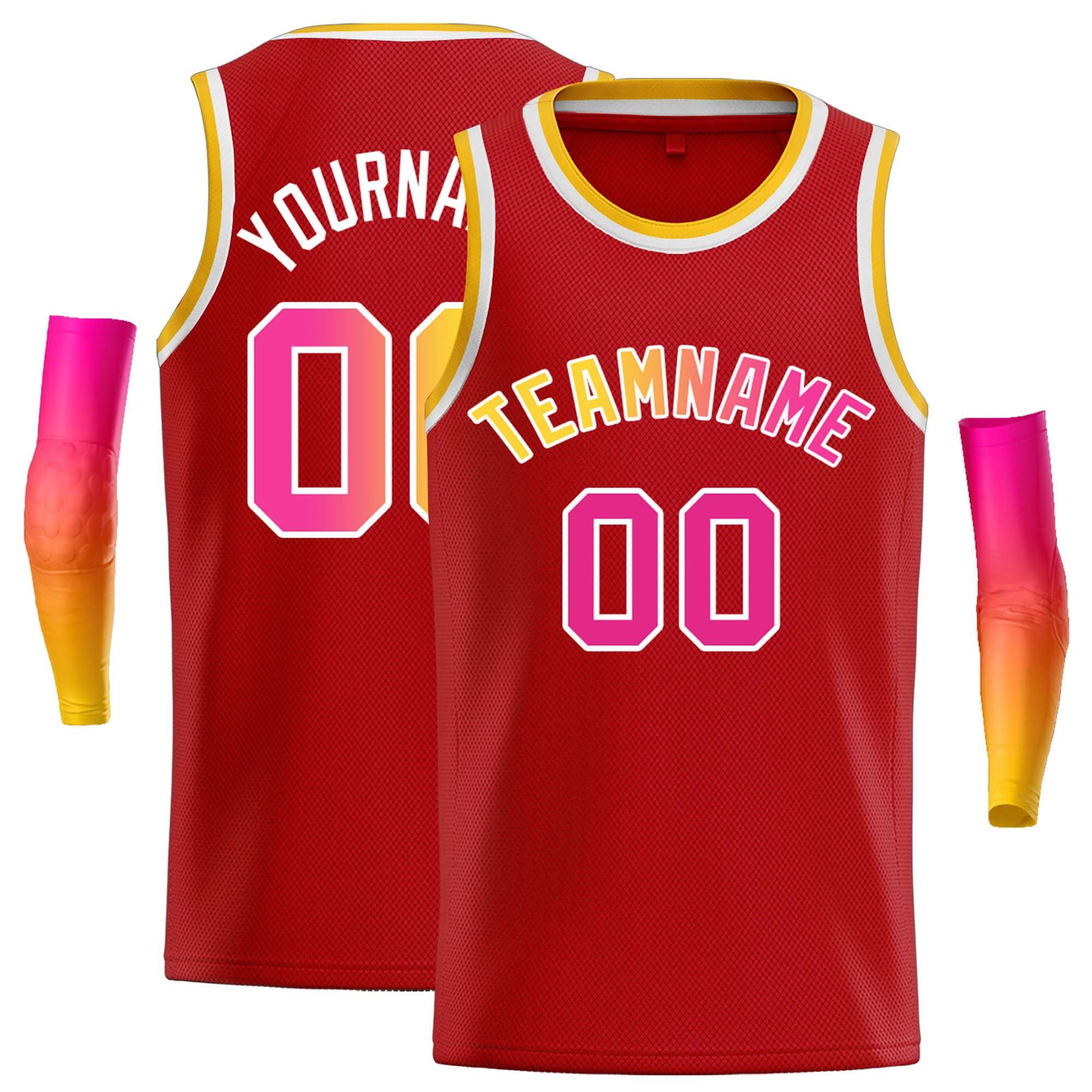 Custom Red Yellow-White Classic Tops Casual Basketball Jersey