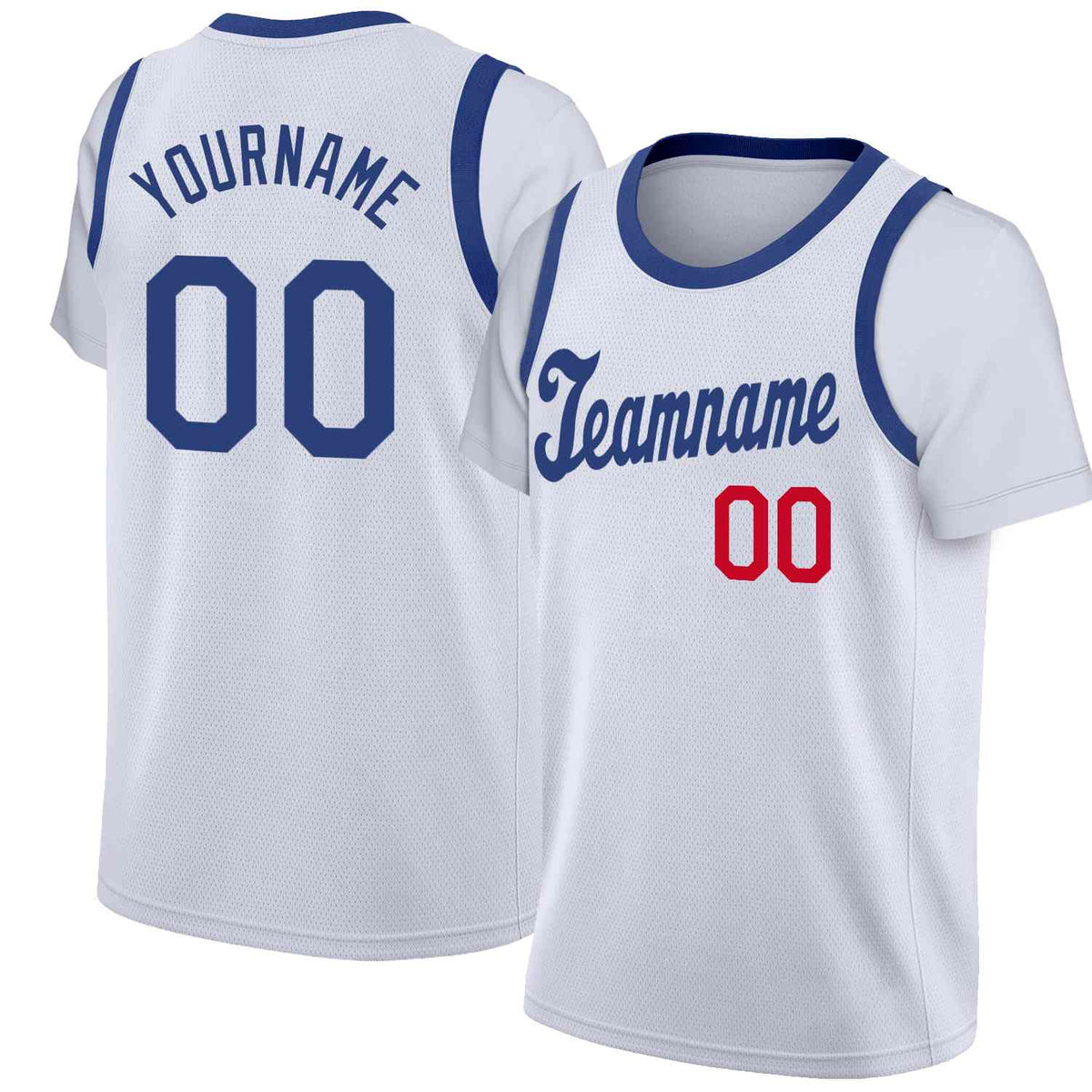 Custom White Royal Classic Tops Casual Fake Sleeve Basketball Jersey