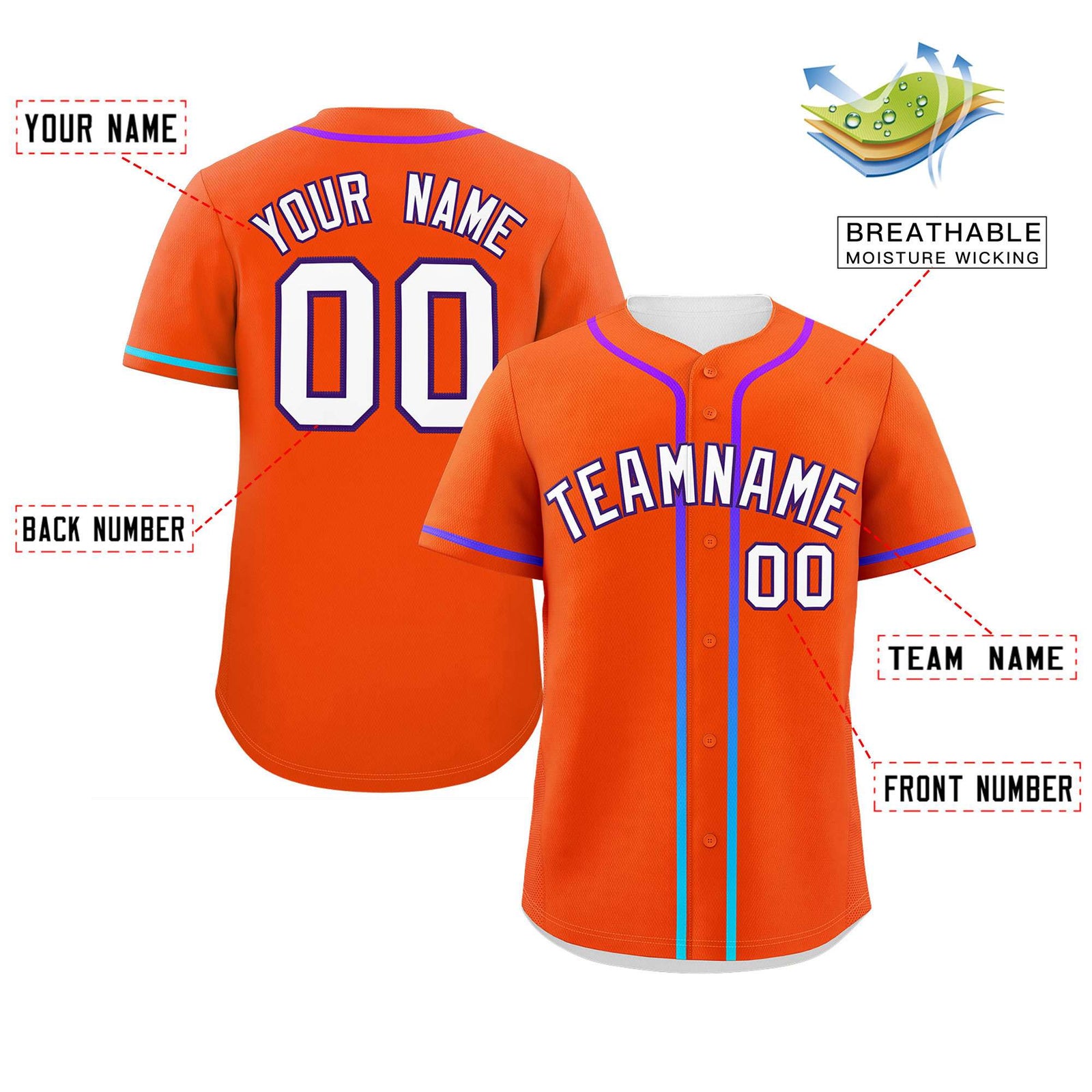 Custom Orange White Personalized Gradient Ribbed Design Authentic Baseball Jersey