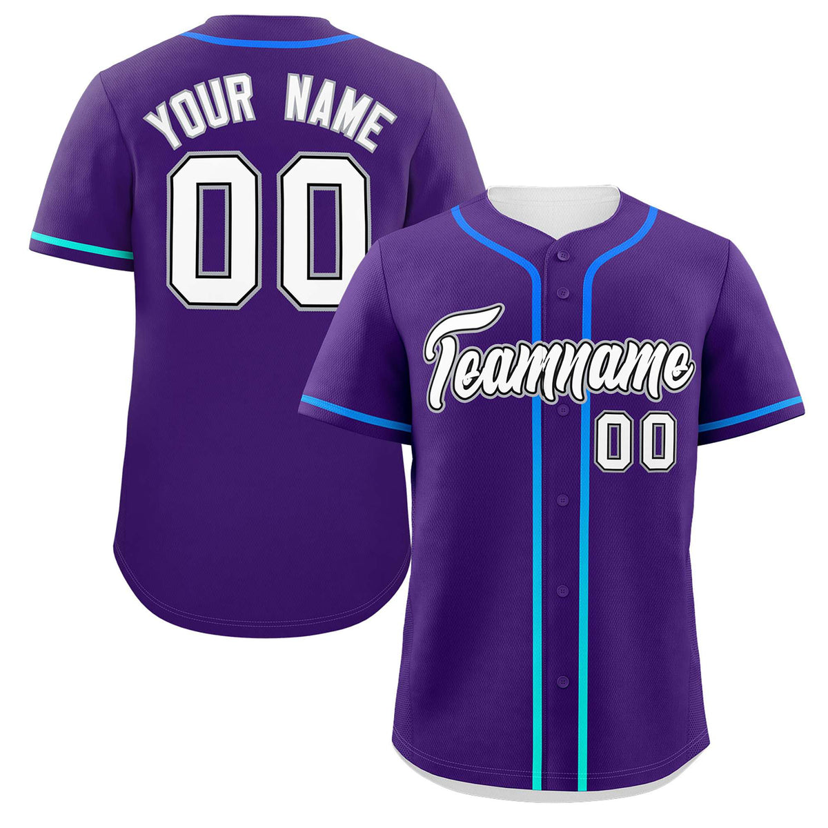 Custom Purple White Personalized Gradient Ribbed Design Authentic Baseball Jersey