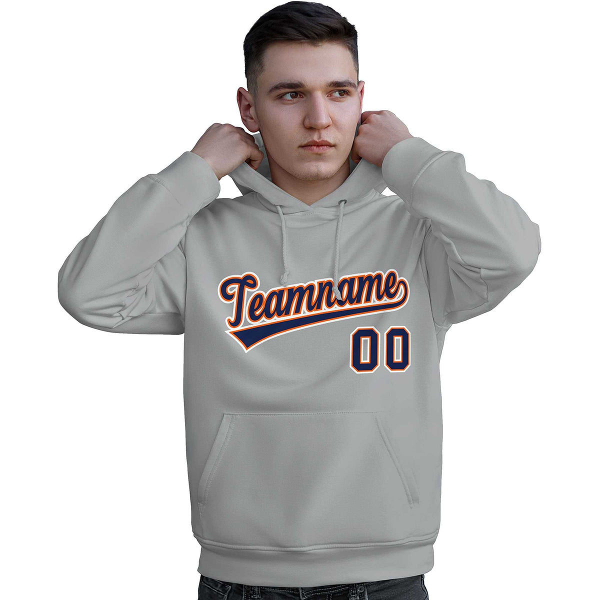 Custom Gray Royal-Orange Classic Style Personalized Sport Pullover Hoodie
