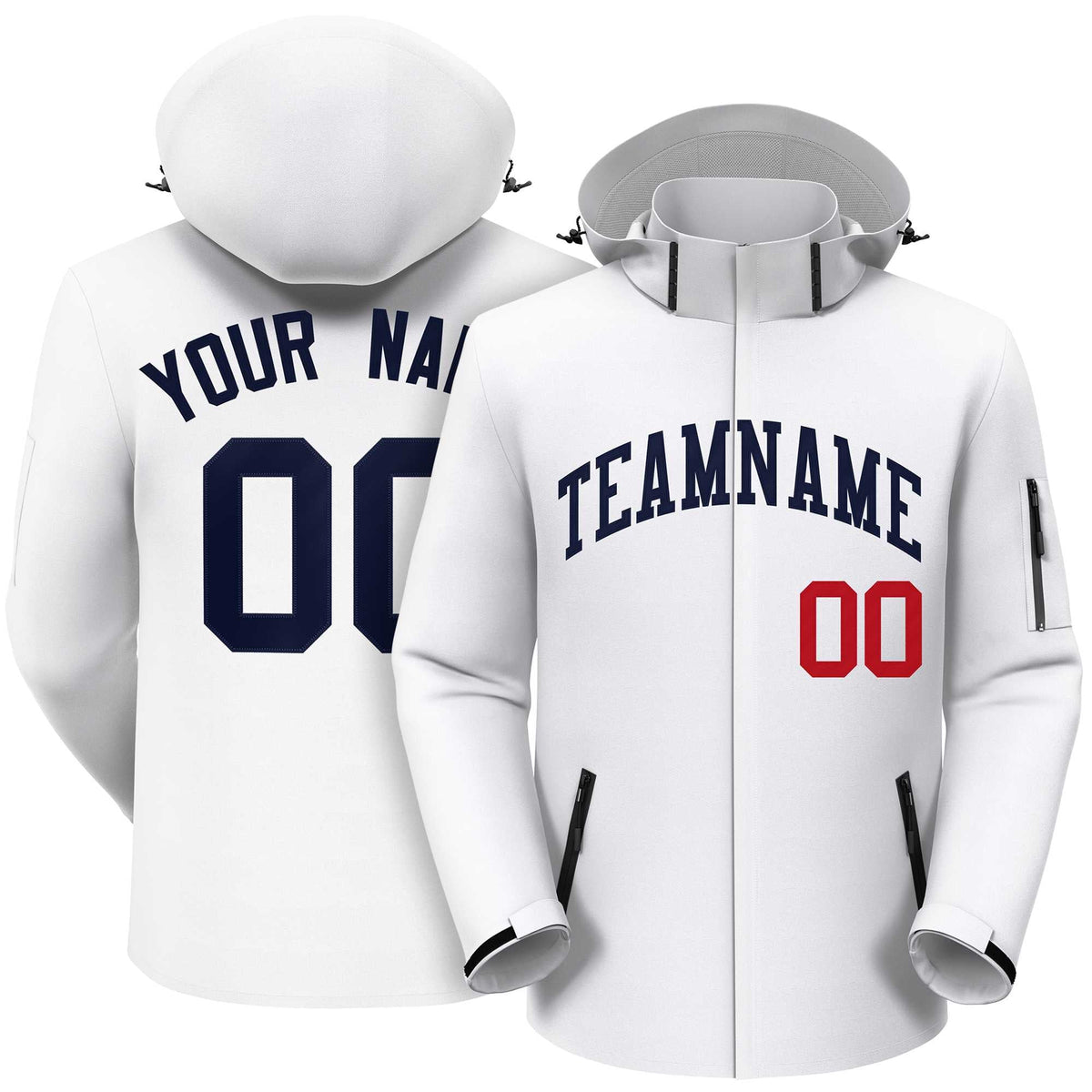 Custom White Navy Classic Style Waterproof Jacket