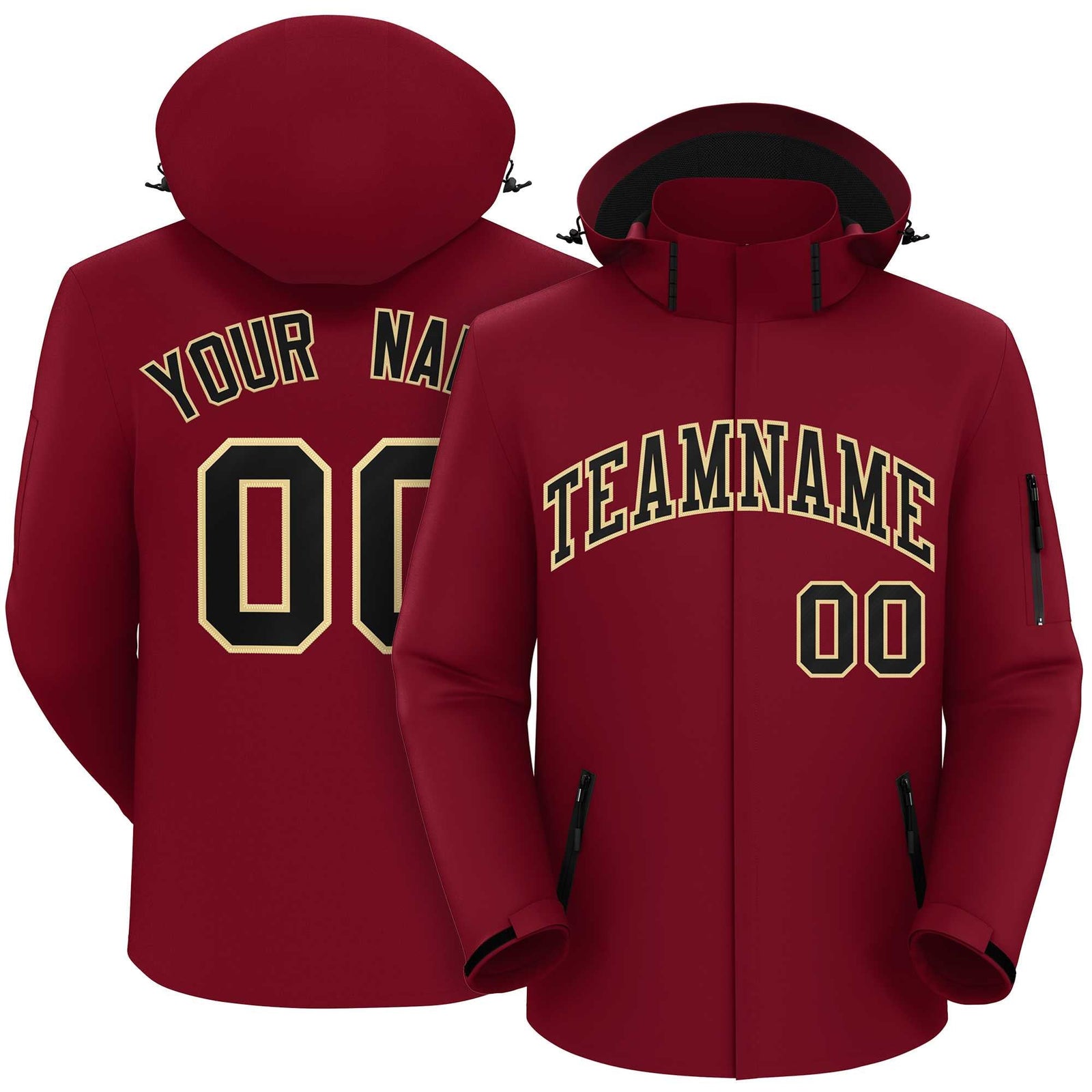 Custom Crimson Black-Khaki Classic Style Waterproof Jacket