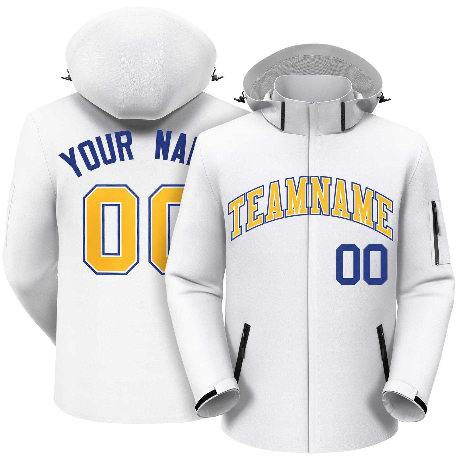 Custom White Gold-Royal Classic Style Waterproof Jacket