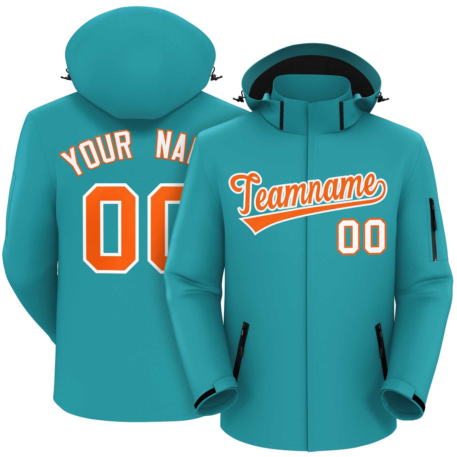 Custom Aqua Orange-White Classic Style Waterproof Jacket