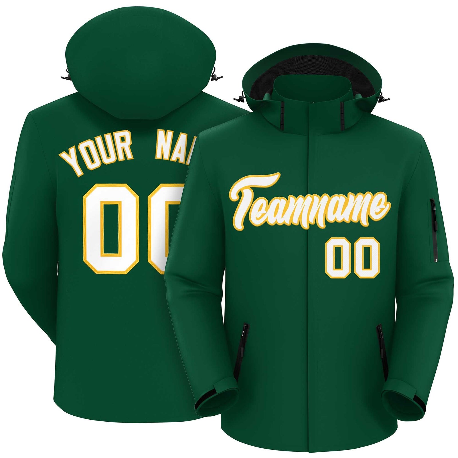 Custom Green White-Gold Classic Style Waterproof Jacket