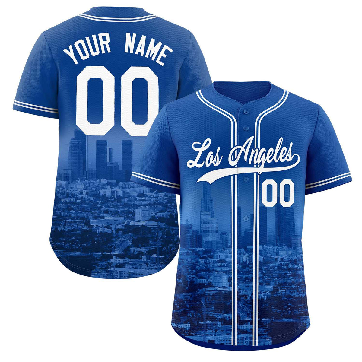 Custom Royal White-Royal Los Angeles City Connect Baseball Jersey