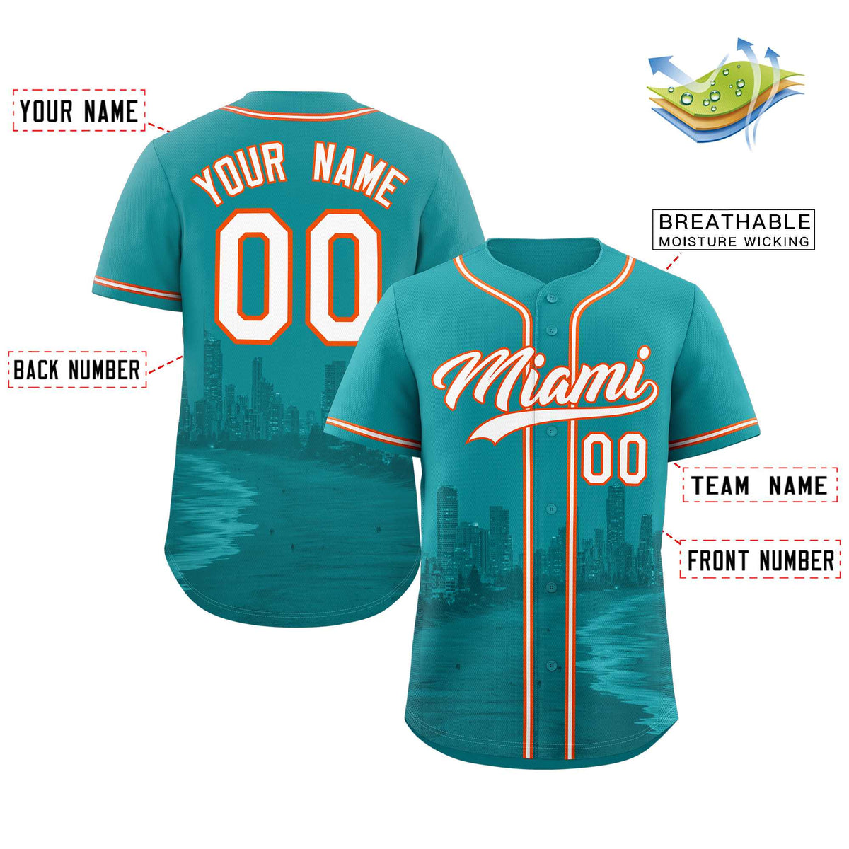 Aqua City Connect Baseball Jersey