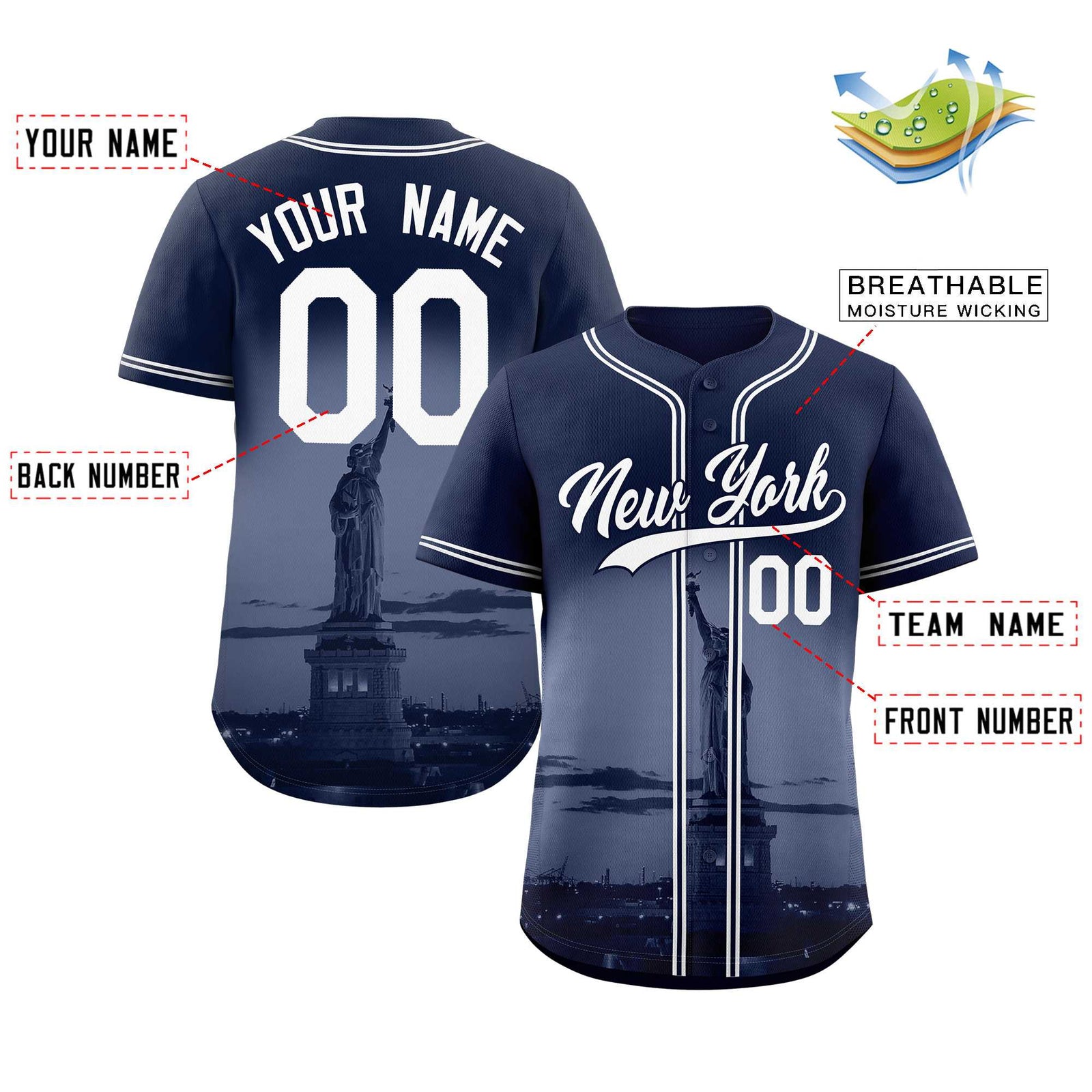 Custom Navy White-Navy New York City Connect Baseball Jersey
