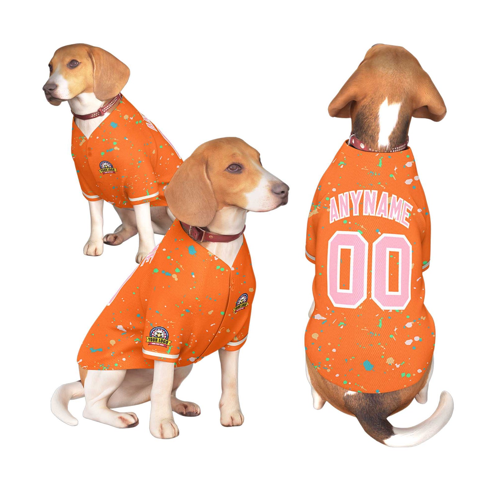 Custom Orange Light Pink Personalized Splash Graffiti Pattern Dog Jersey