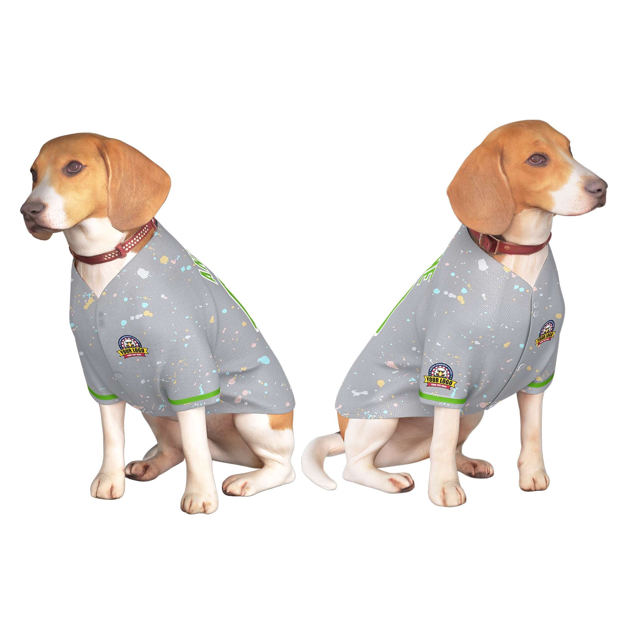Custom Light Gray Green Personalized Splash Graffiti Pattern Dog Jersey