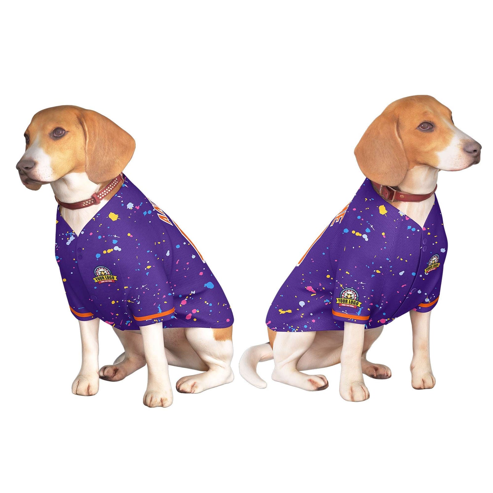 Custom Purple Orange Personalized Splash Graffiti Pattern Dog Jersey