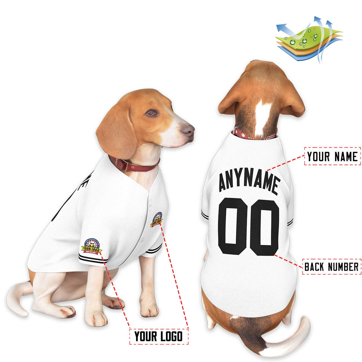 Custom White Black Classic Style Dog Jersey