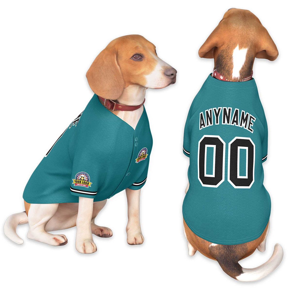 Custom Aqua Black-White Classic Style Dog Jersey