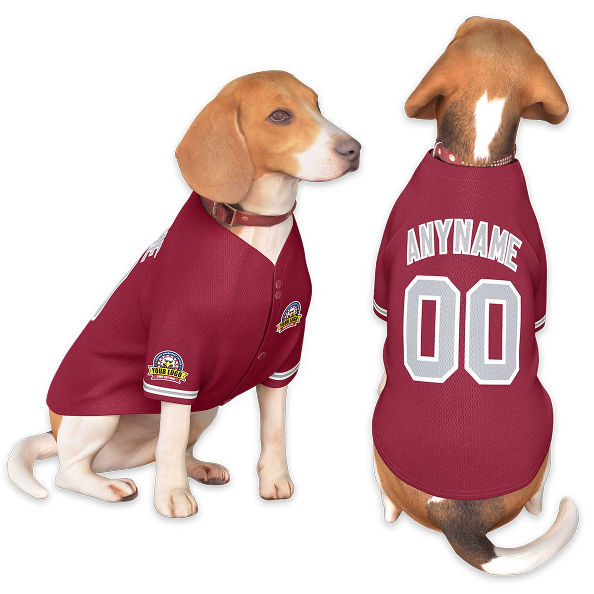 Custom Crimson Gray-White Classic Style Dog Jersey