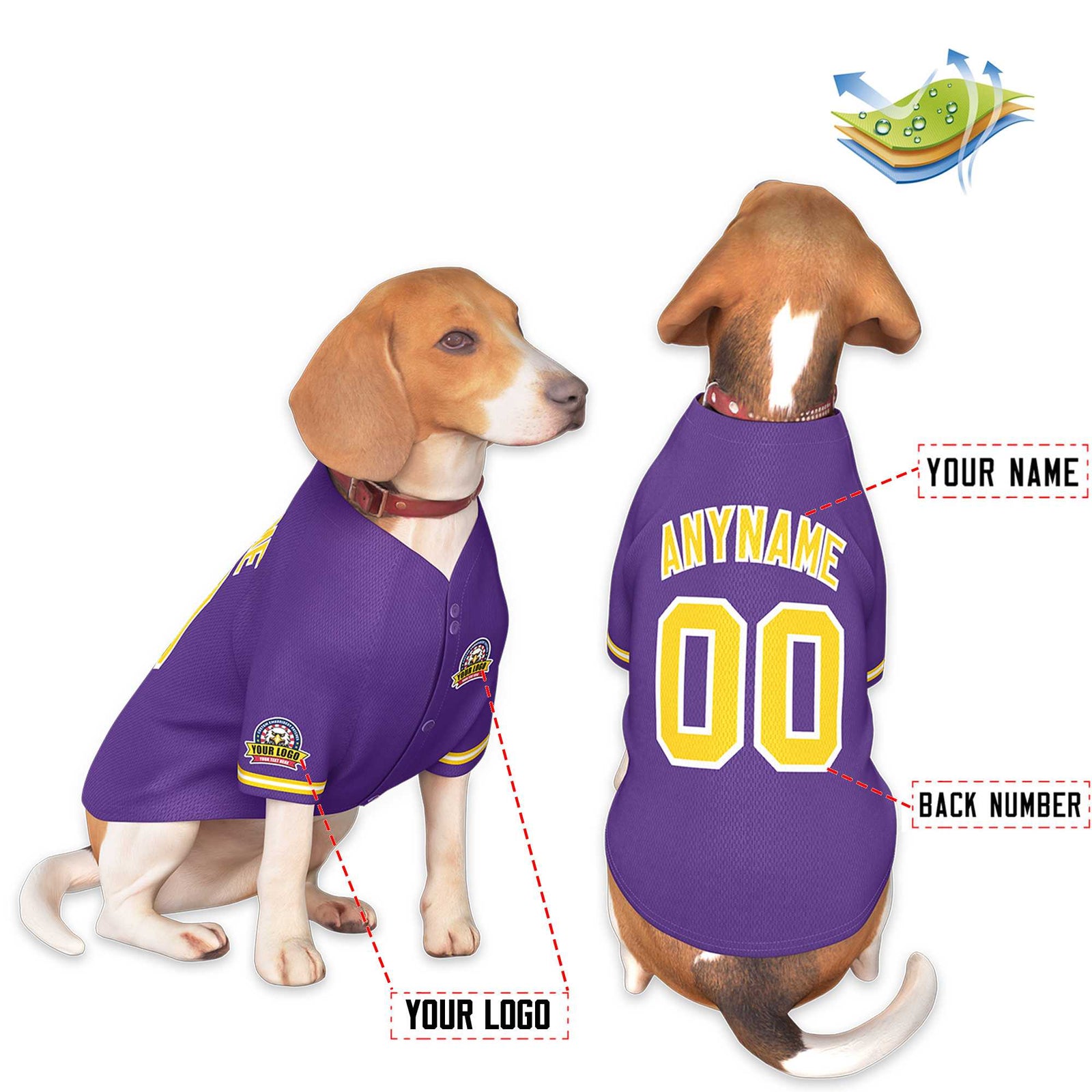 Custom Purple Gold-White Classic Style Dog Jersey
