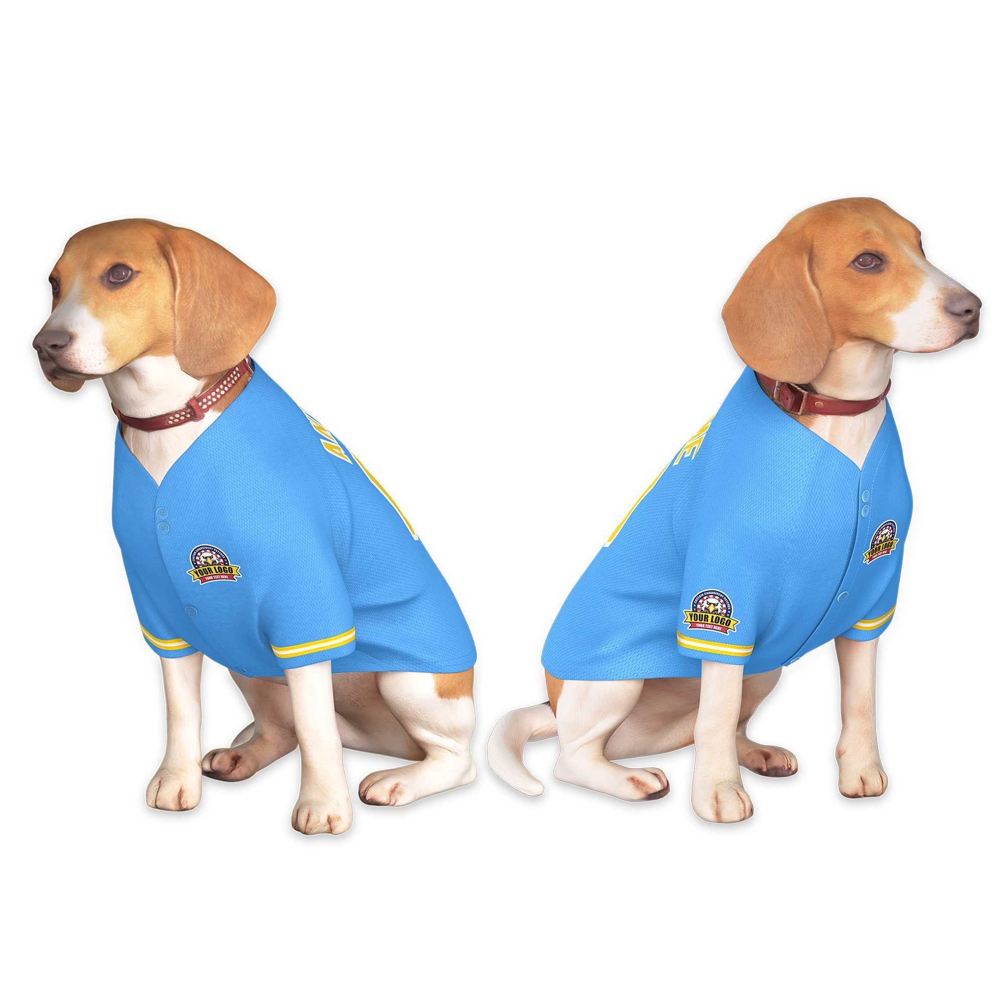 Custom Powder Blue Gold-White Classic Style Dog Jersey
