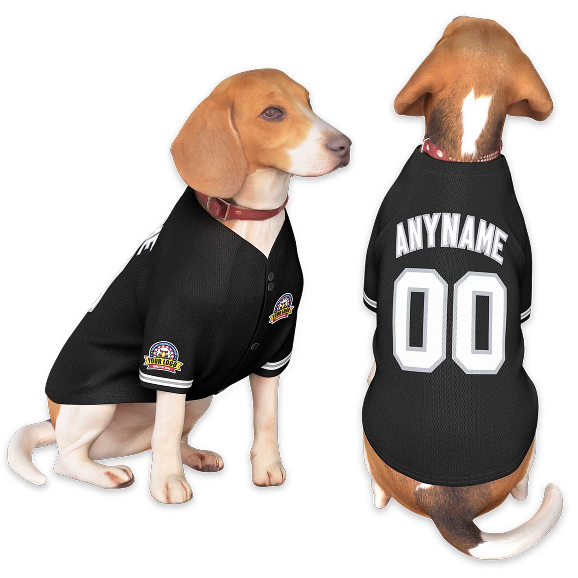 Custom Black White-Gray Classic Style Dog Jersey