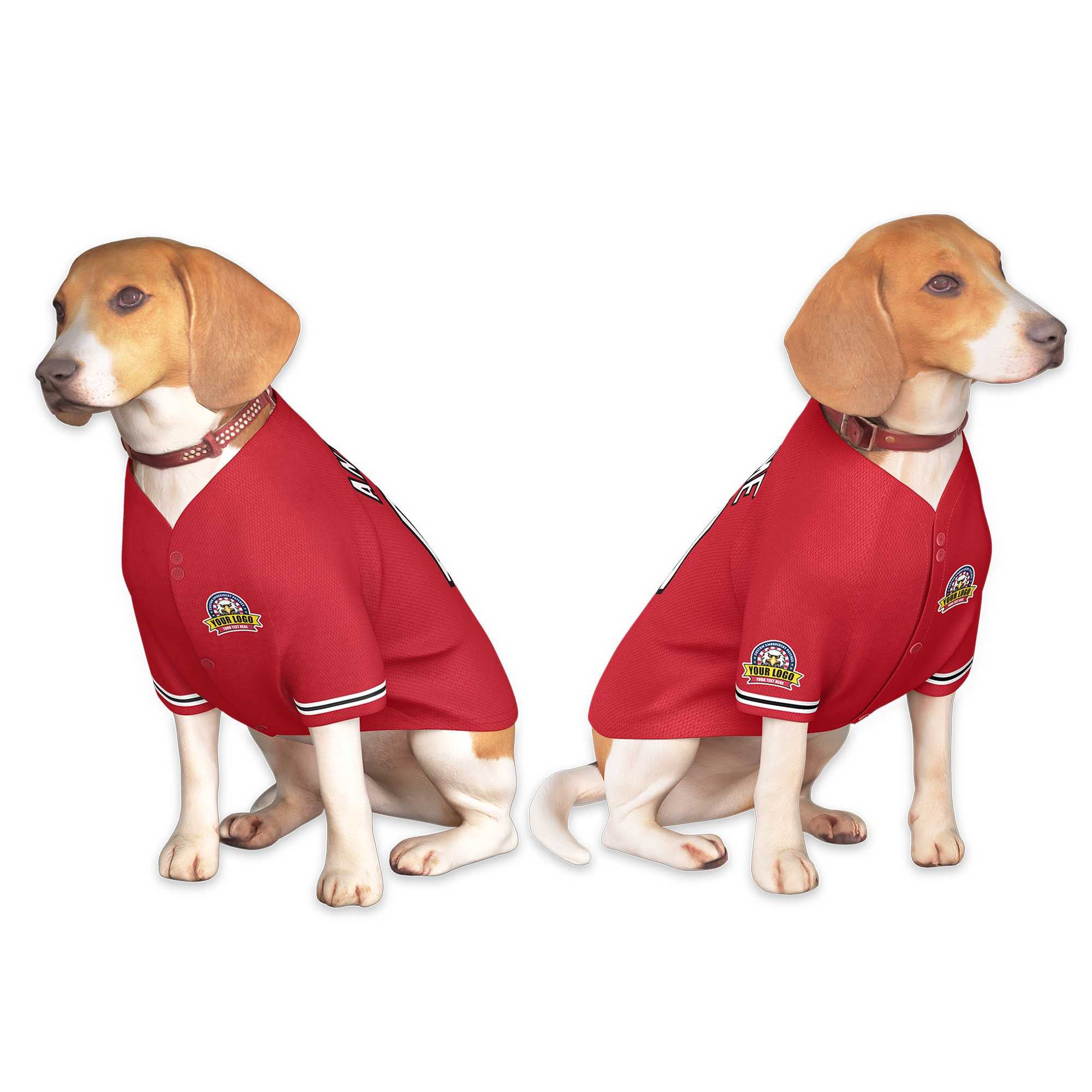 Custom Red White-Black Classic Style Dog Jersey