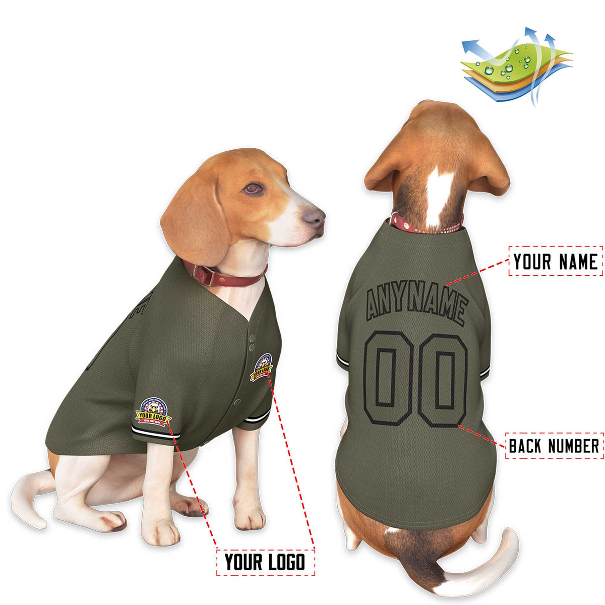 Custom Olive Olive-Black Classic Style Dog Jersey