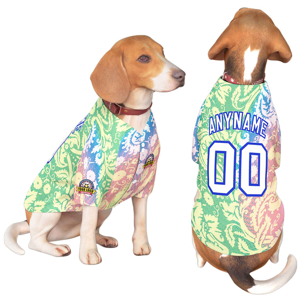 Custom White Royal Graffiti Pattern Dog Jersey