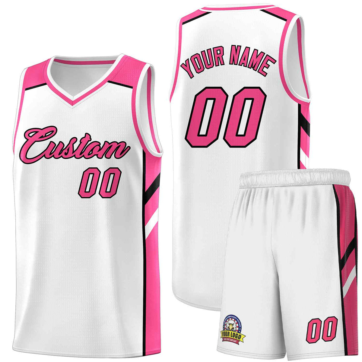 Custom White Pink-Black Classic Sets Sports Uniform Basketball Jersey