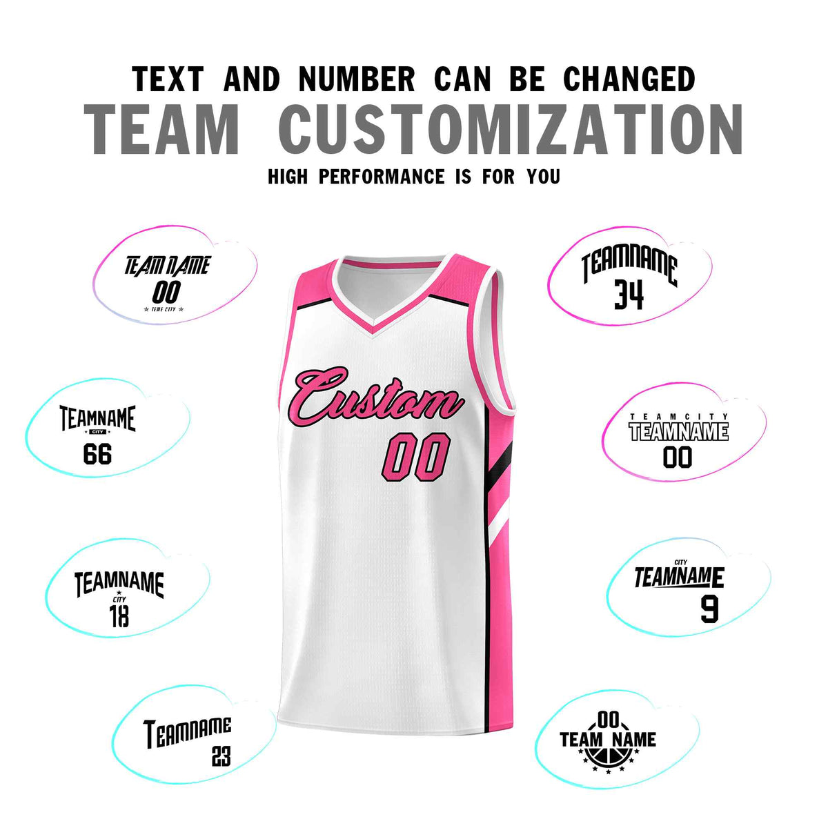 Custom White Pink-Black Classic Sets Sports Uniform Basketball Jersey