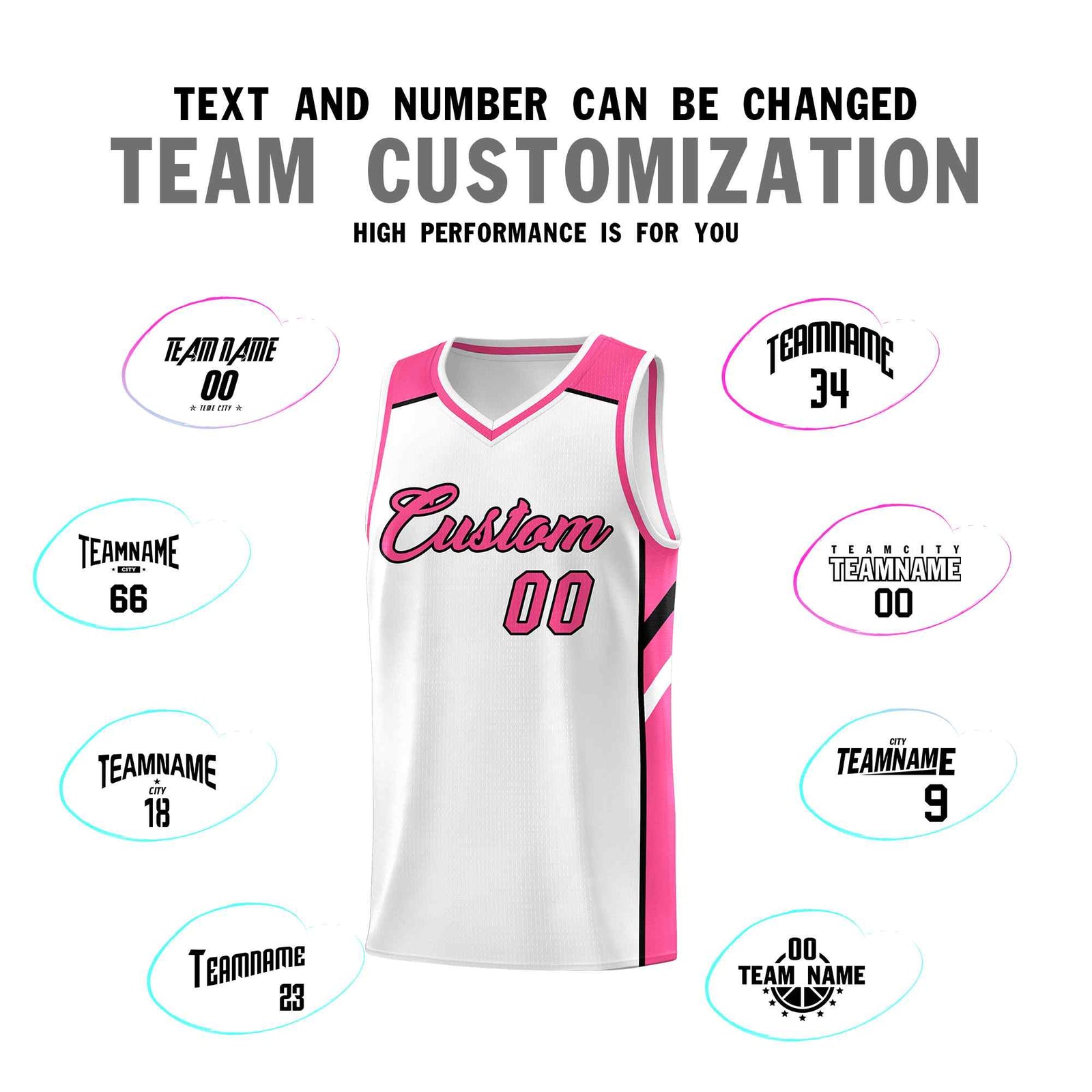 Custom White Pink-Black Classic Sets Sports Uniform Basketball Jersey