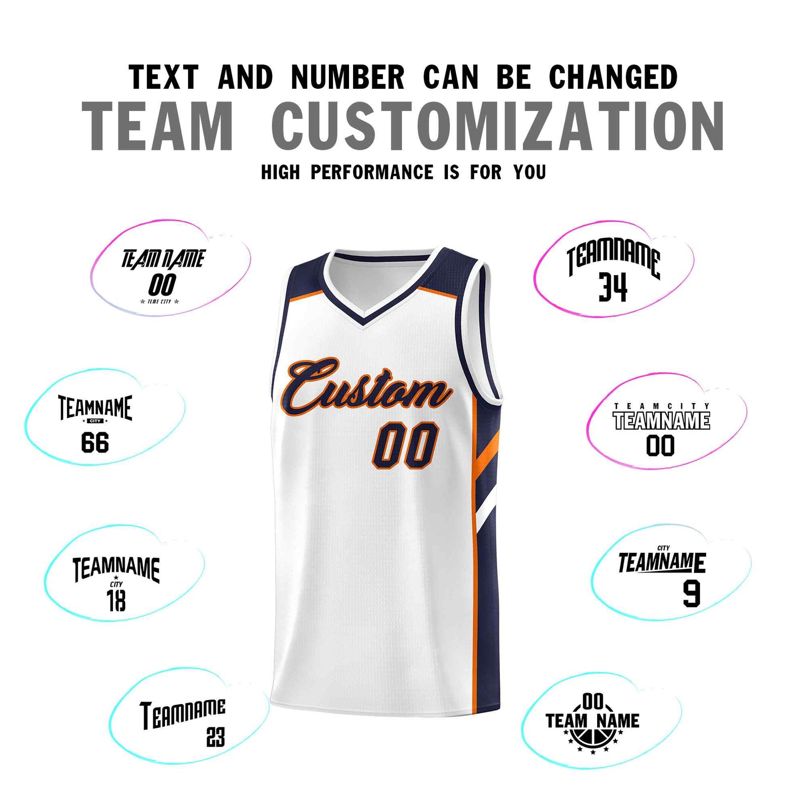 Custom White Navy-Orange Classic Sets Sports Uniform Basketball Jersey